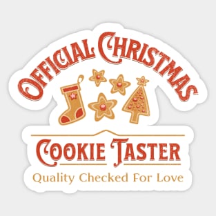 Official Cookie Taster Christmas Sweater Holiday Baking Sticker